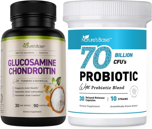 Glucosamine Chondroitin + Probiotics with 70 Billion CFU by NATURE'S BASE