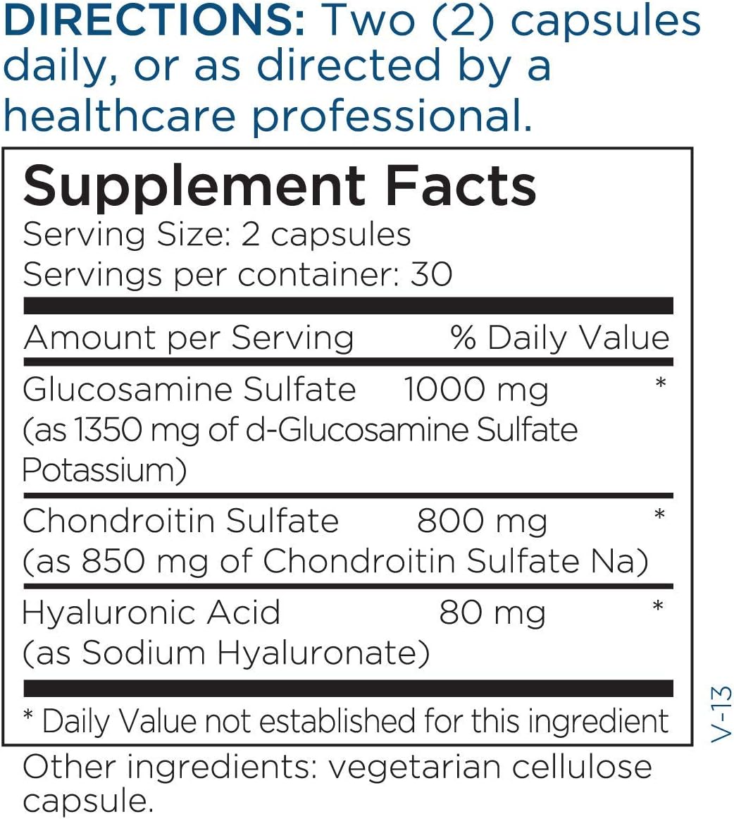 Glucosamine Chondroitin with Hyaluronic Acid Supplement for Joint Health - 1000mg (60 Capsules)