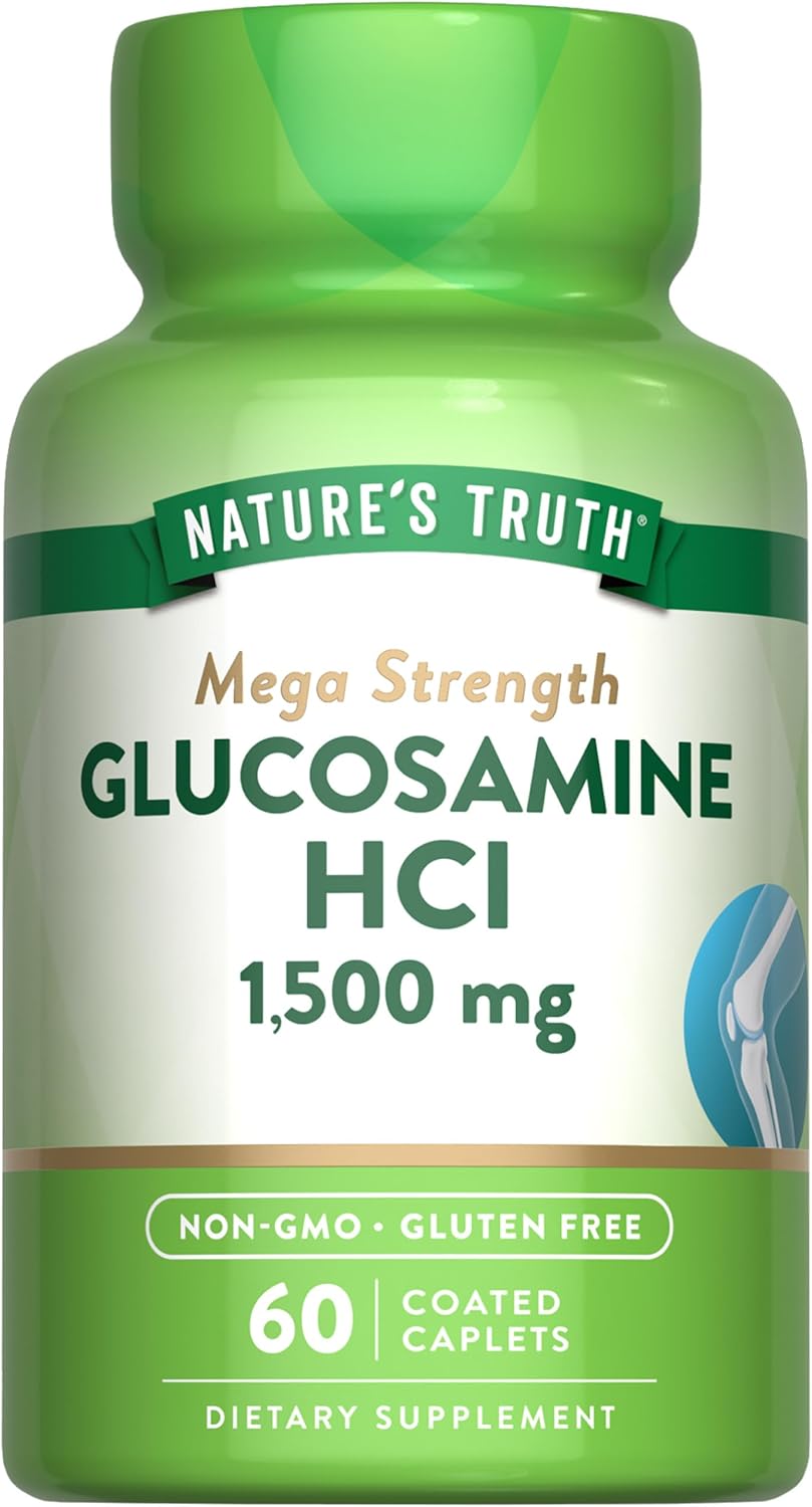 Glucosamine HCI 1500mg Caplets | Mega Strength Supplement | 60 Count | Non-GMO & Gluten Free