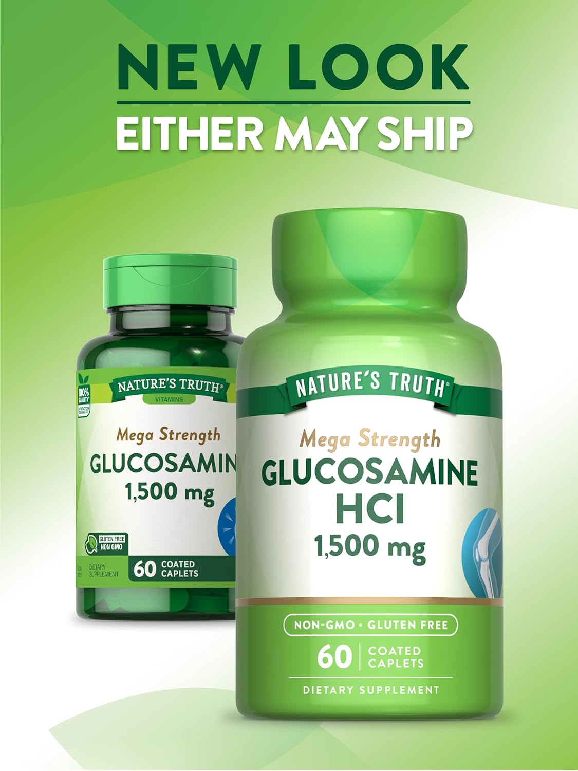 Glucosamine HCI 1500mg Caplets | Mega Strength Supplement | 60 Count | Non-GMO & Gluten Free