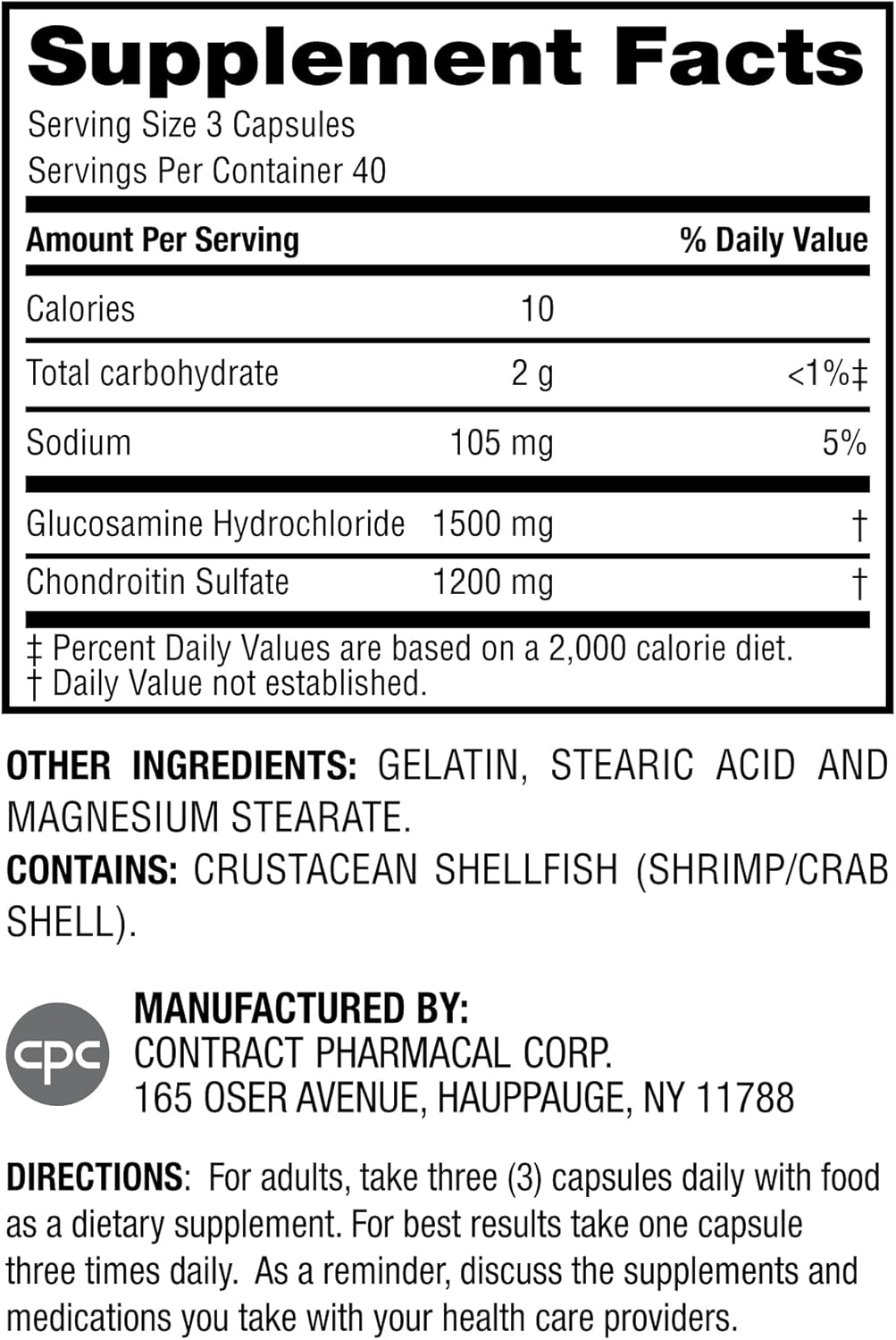 Glucosamine HCI & Chondroitin Sulfate Supplement for Joint Health - 120 Capsules