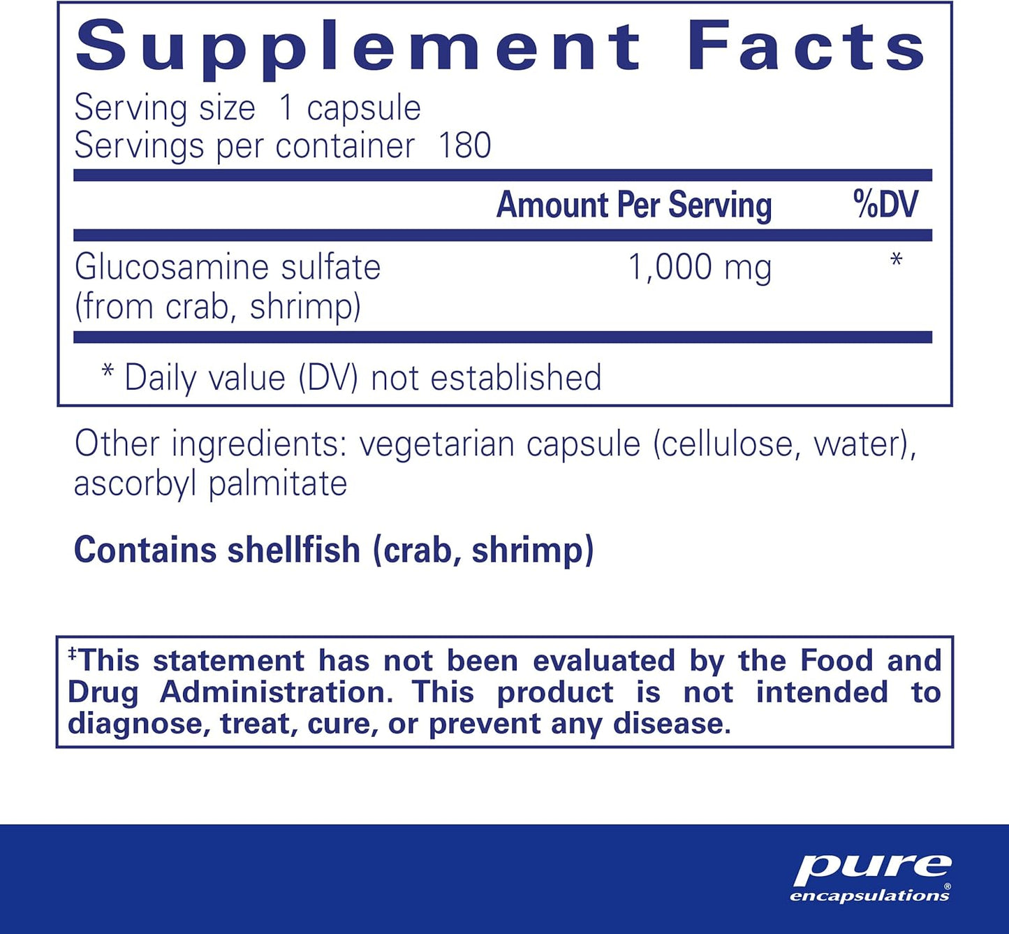 Glucosamine Sulfate 1,000mg Capsules for Joint Support and Mobility - 180 Count