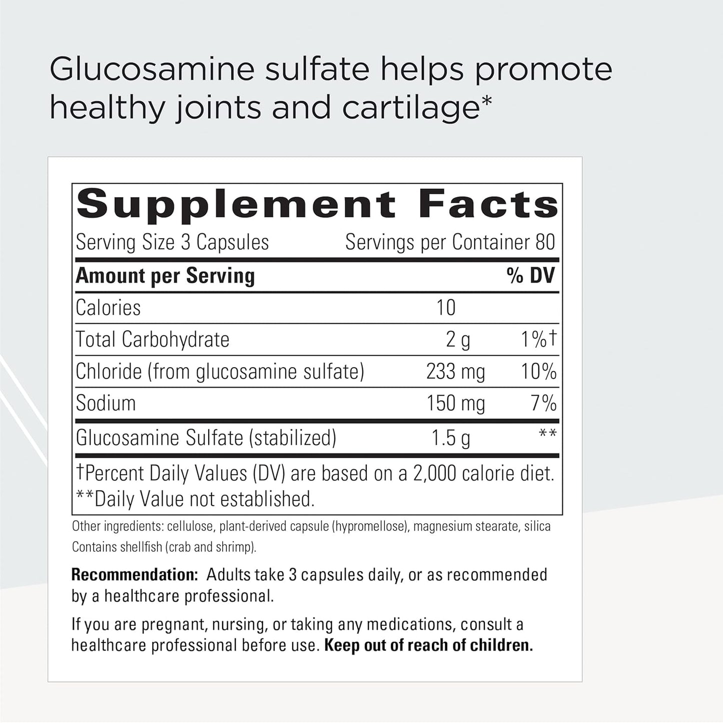 Glucosamine Sulfate Capsules - Supports Healthy Cartilage in Men and Women - Gluten and Dairy Free - 240 Count