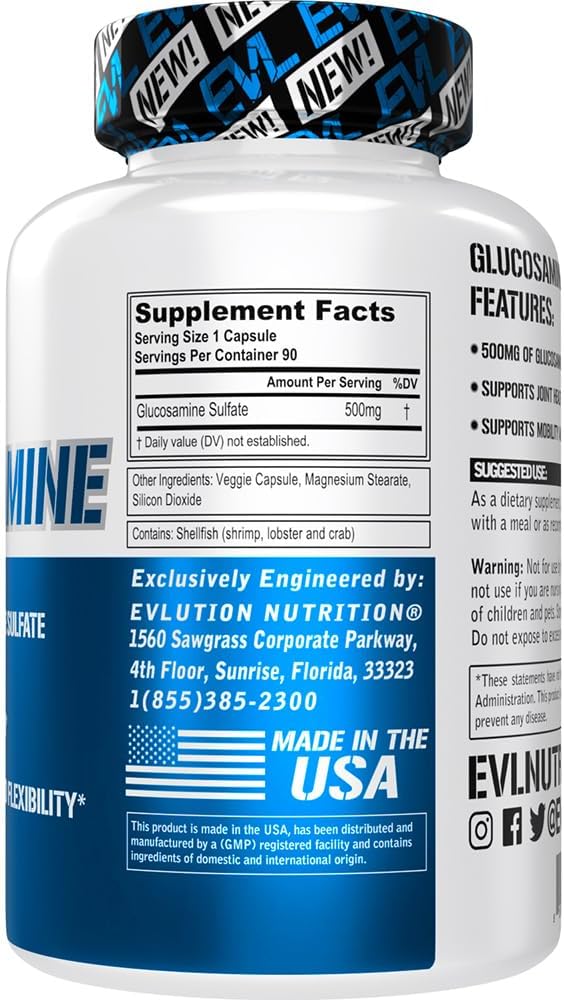 Glucosamine Sulfate Joint Health Supplement - 500mg - Mobility & Flexibility Support - 90 Servings