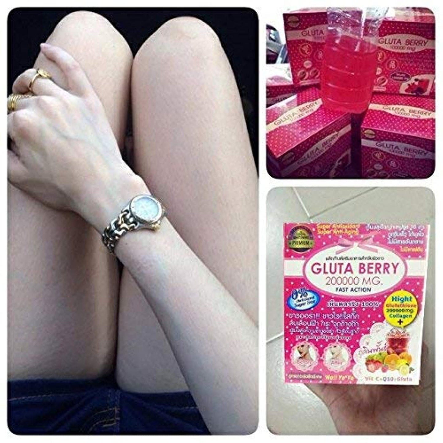 Gluta Berry 200000 mg Whitening Skin Drink Punch - Fast-Acting Formula - 10pcs/Box