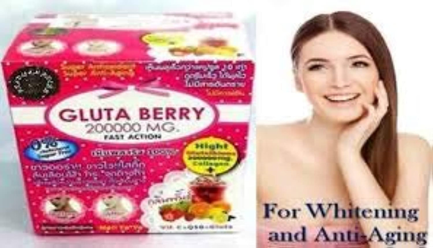 Gluta Berry 200000 mg Whitening Skin Drink Punch - Fast-Acting Formula - 10pcs/Box
