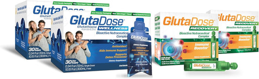 GlutaDose Immune Boost & Daily Detox Bundle - Cold/Flu Recovery, Energy Support - Glutathione, Astragalus, Echinacea, Acerola, Selenium, Zinc - Liquid Supplements