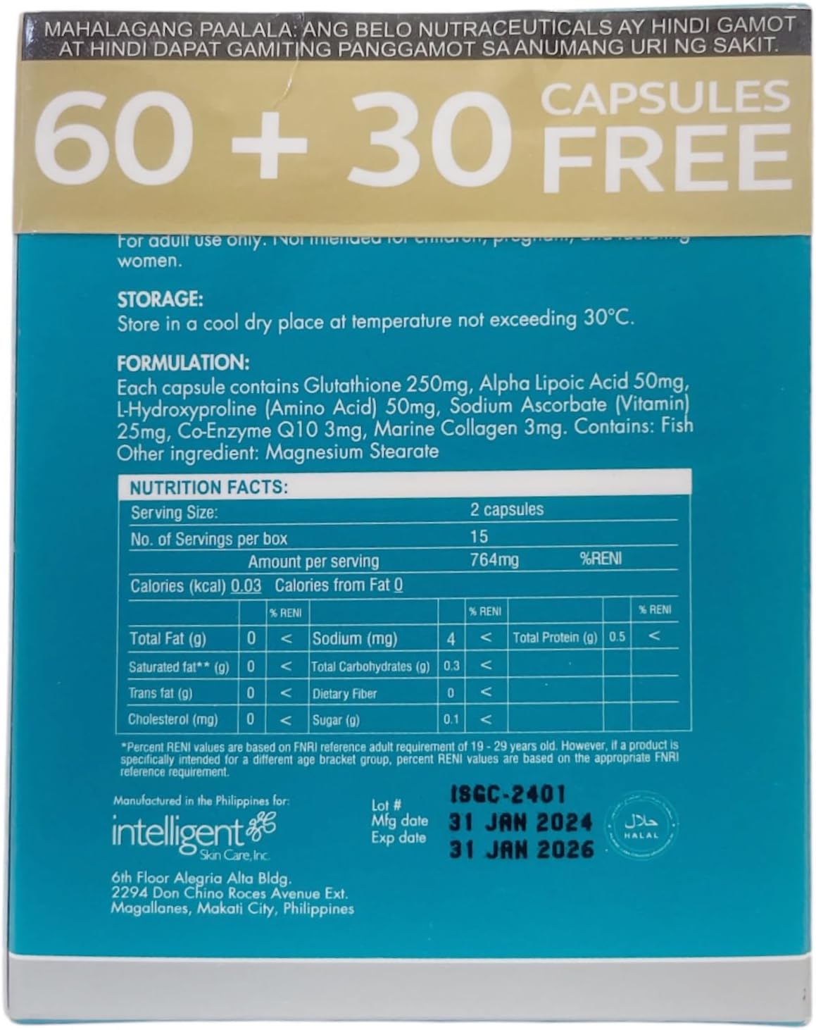 Glutathione and Collagen Nutraceuticals by Belo for Skin Rejuvenation