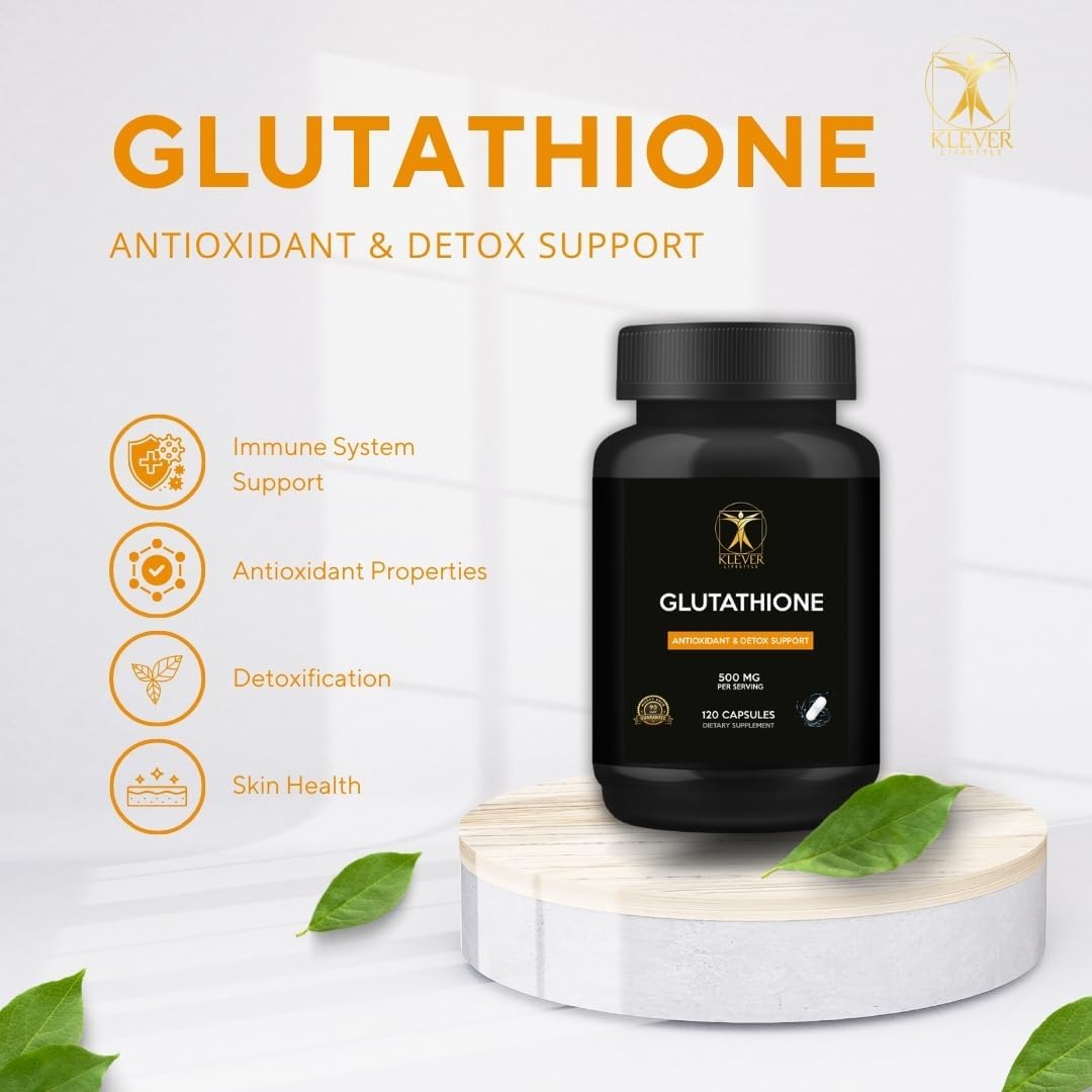 Glutathione Antioxidant Supplement for Cellular Health, Detox, Repair, and Immunity - 120 Capsules, 500mg