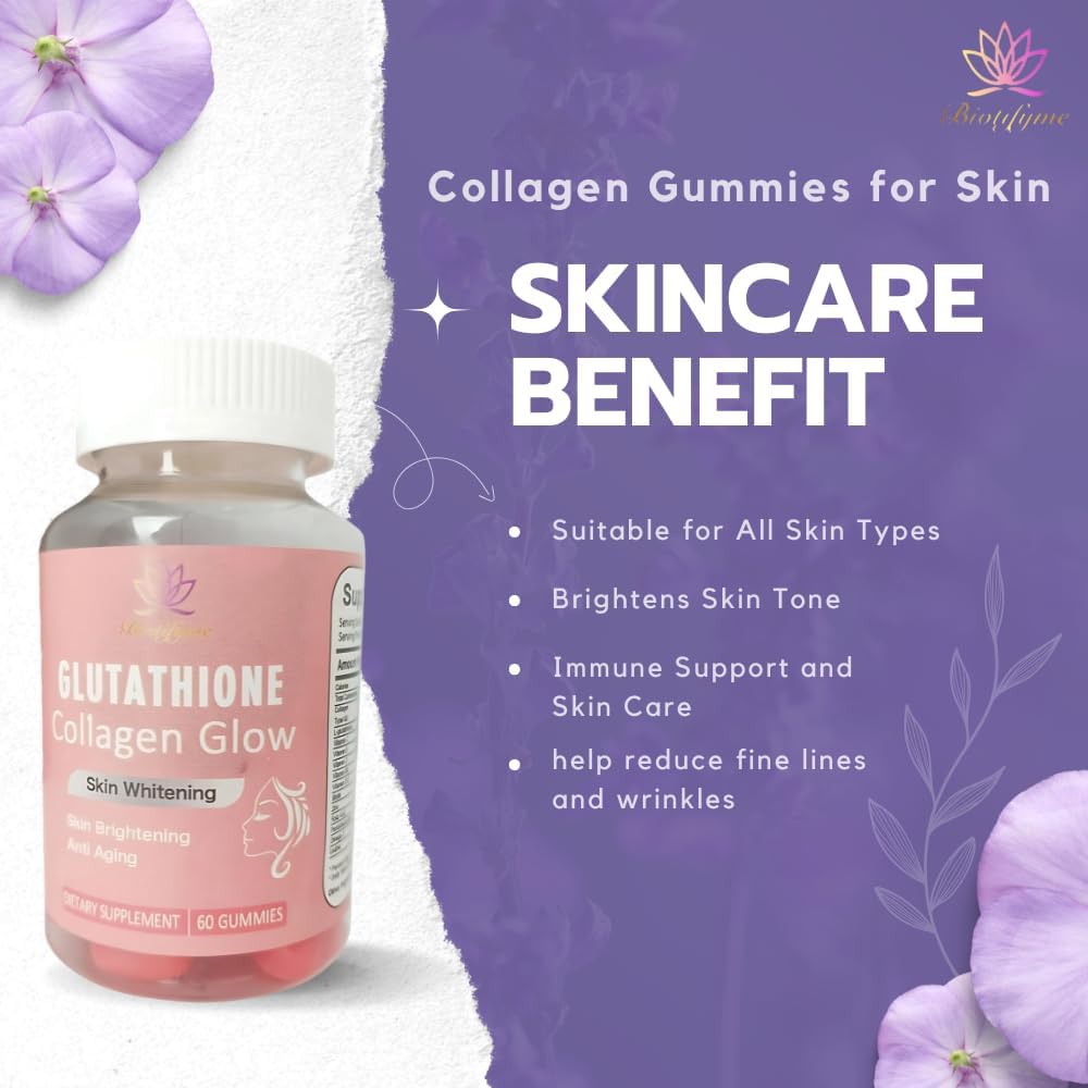Glutathione Collagen Gummies for Skin, Detox & Immune Support - Antioxidant Supplement by Biotifyme