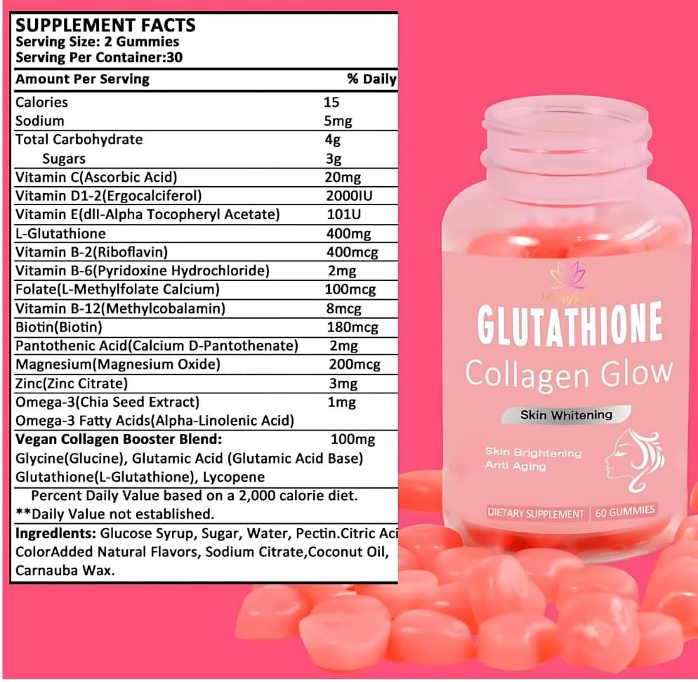 Glutathione Collagen Gummies for Skin, Detox & Immune Support - Antioxidant Supplement by Biotifyme