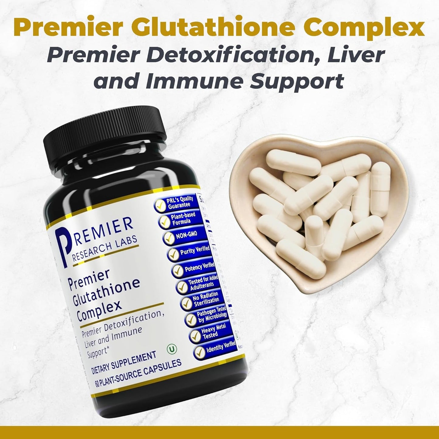 Glutathione Complex Supplement for Liver & Immune Health - 60 Vegetarian Capsules - Daily Support for Immune System & Liver Detox