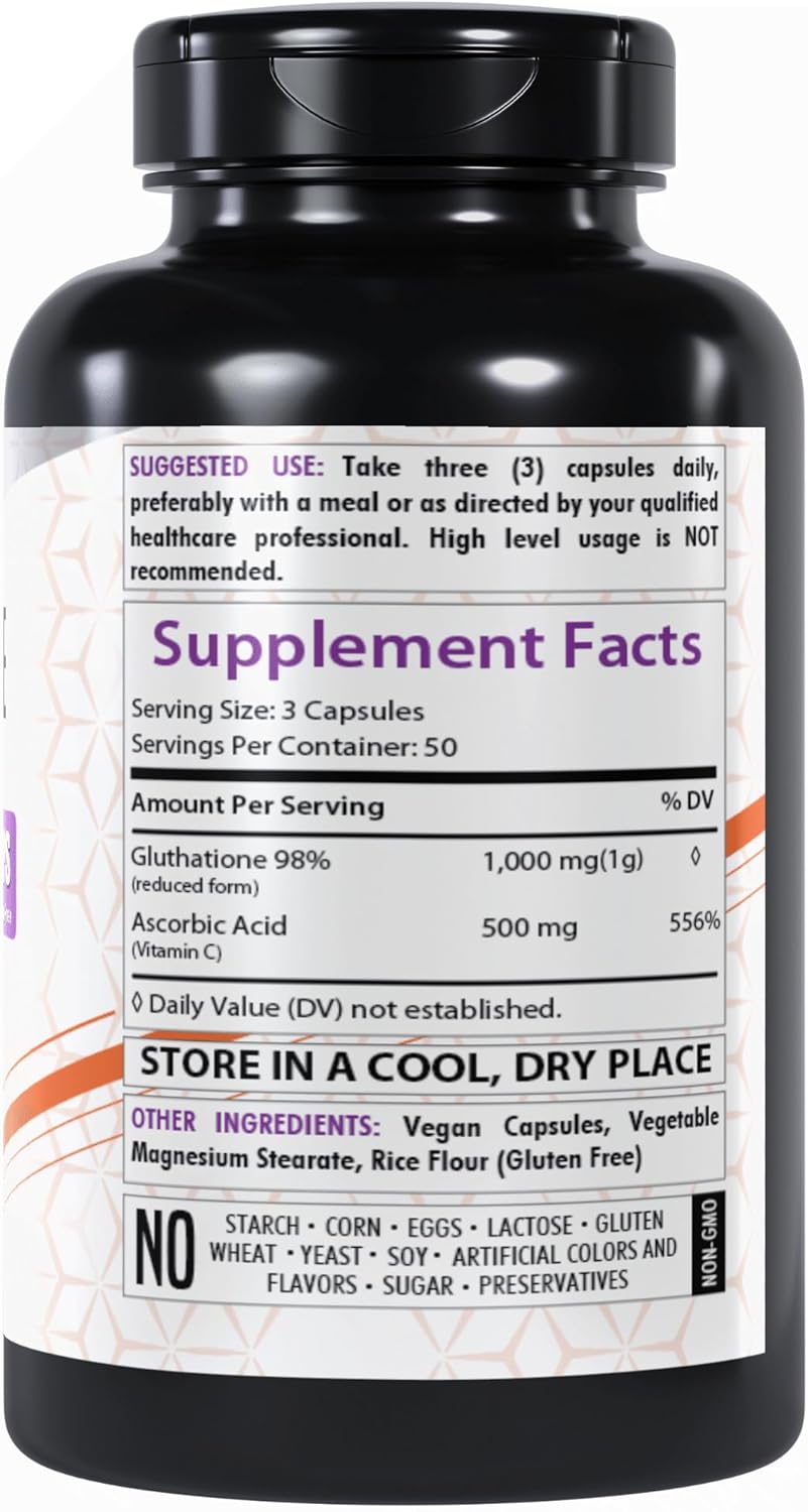 Glutathione Supplement 1000mg | 150 Veg Capsules | Non-GMO | Vegetarian | USA Made