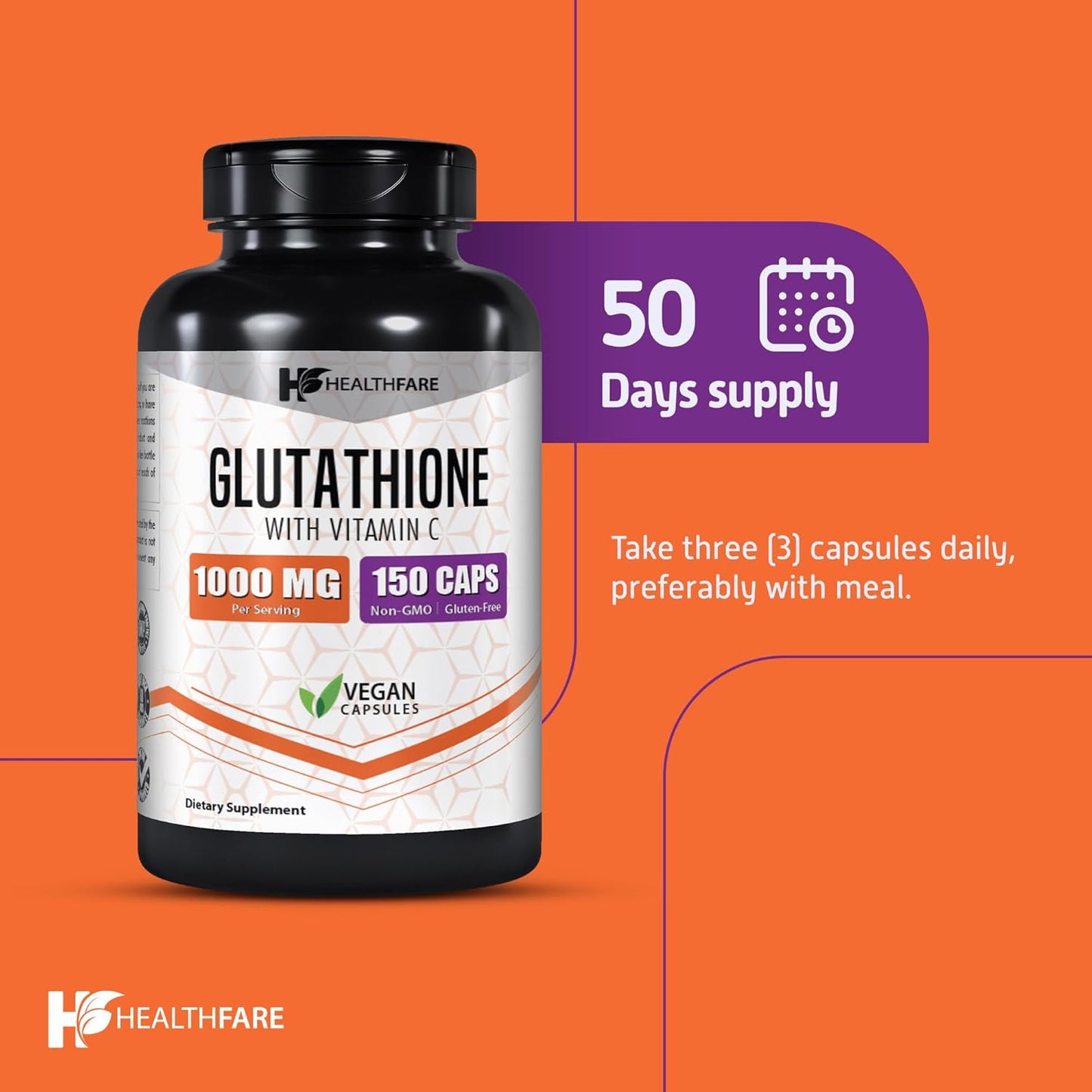 Glutathione Supplement 1000mg | 150 Veg Capsules | Non-GMO | Vegetarian | USA Made