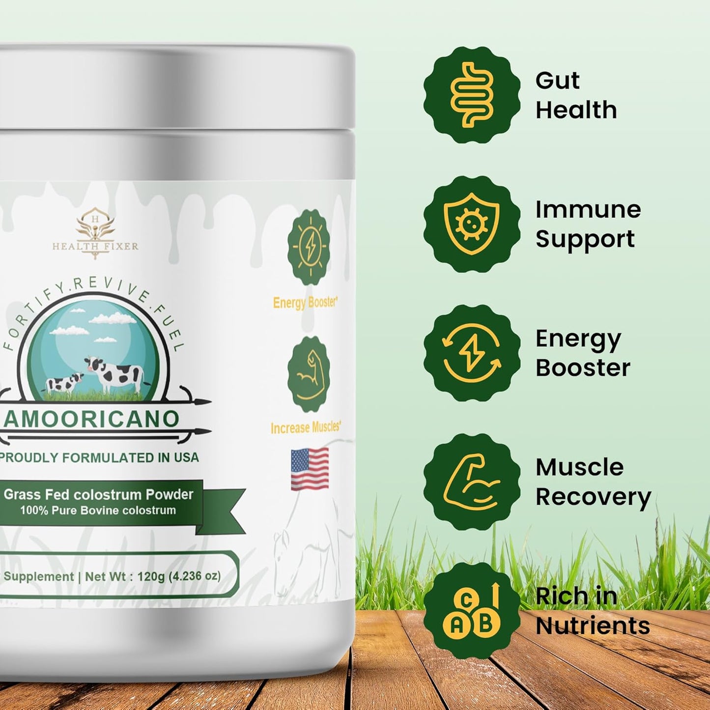 Gluten-Free Bovine Colostrum Powder Supplement for Immune Support, Muscle Recovery, and Wellness - Unflavored Superfood Powder - 60 Servings