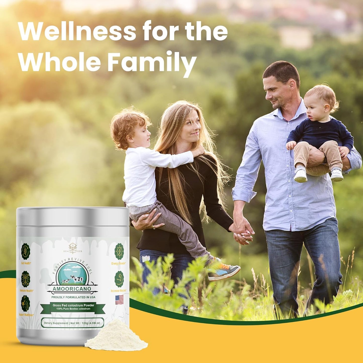 Gluten-Free Bovine Colostrum Powder Supplement for Immune Support, Muscle Recovery, and Wellness - Unflavored Superfood Powder - 60 Servings