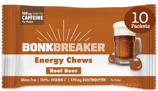 Gluten-Free Dairy-Free Bonk Breaker Energy Chews for Quick Energy and Focus - 10 Packets Root Beer Flavor