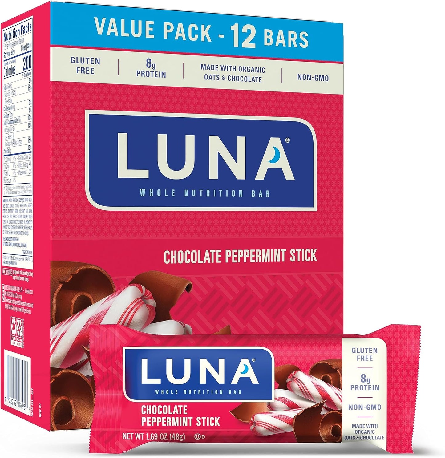 Gluten-Free LUNA Bar Variety Pack with Chocolate Peppermint Stick - 24 Bars