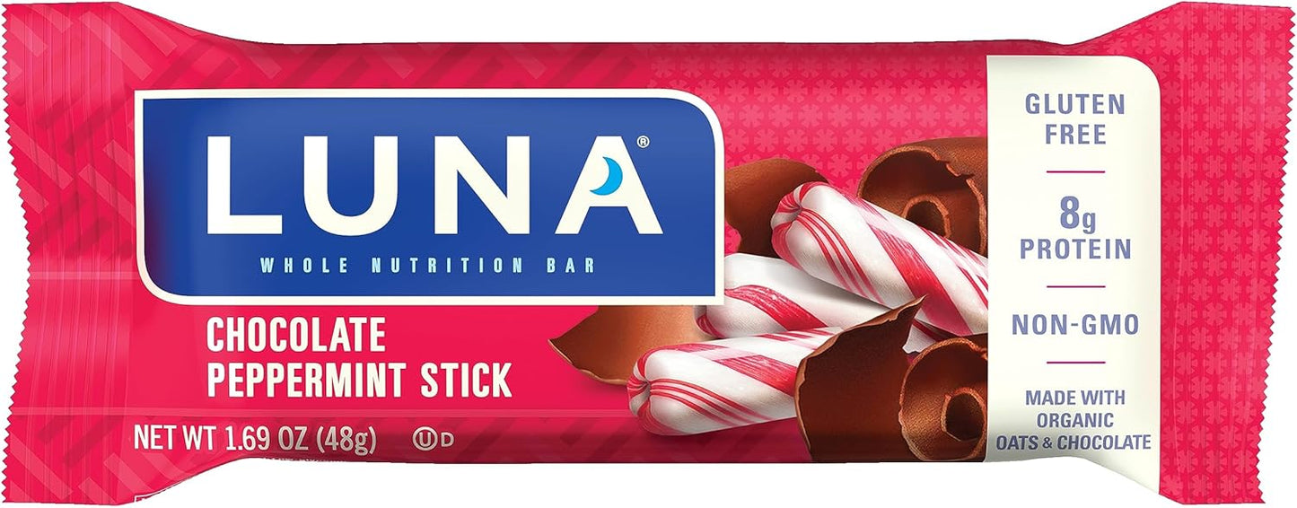 Gluten-Free LUNA Bar Variety Pack with Chocolate Peppermint Stick - 24 Bars