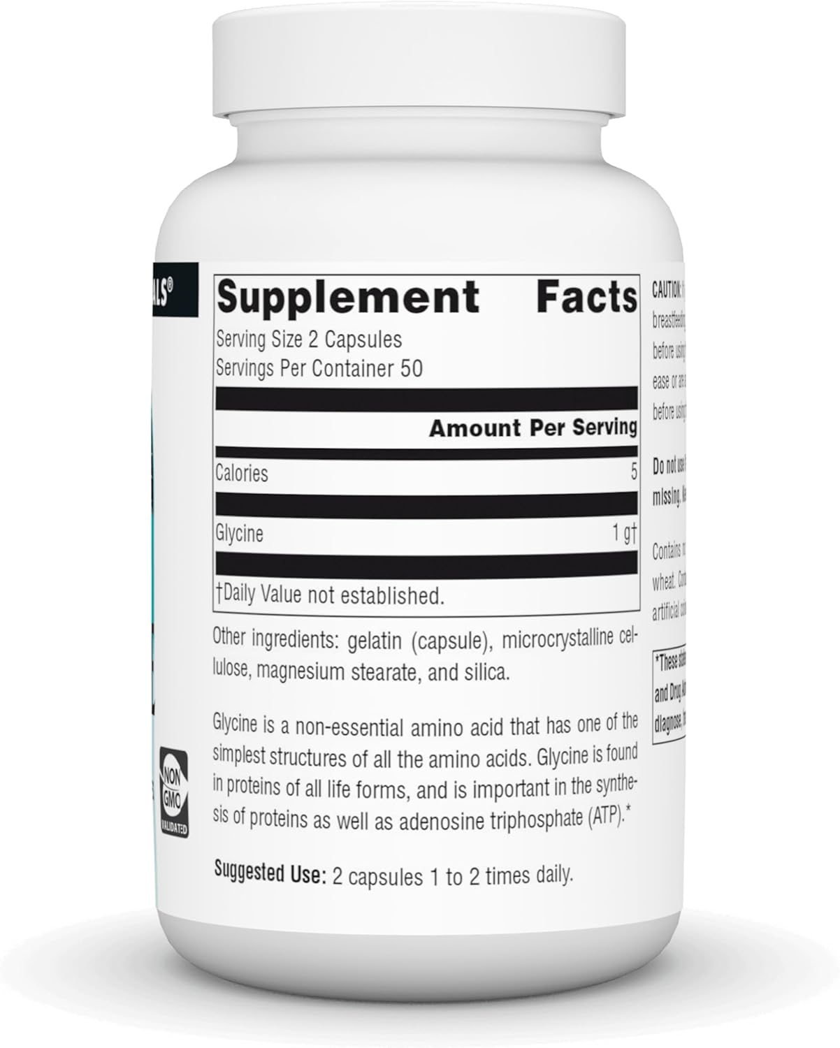 Glycine 500mg Amino Acid Dietary Supplement by Source Naturals - 100 Capsules - BoostGo Australia