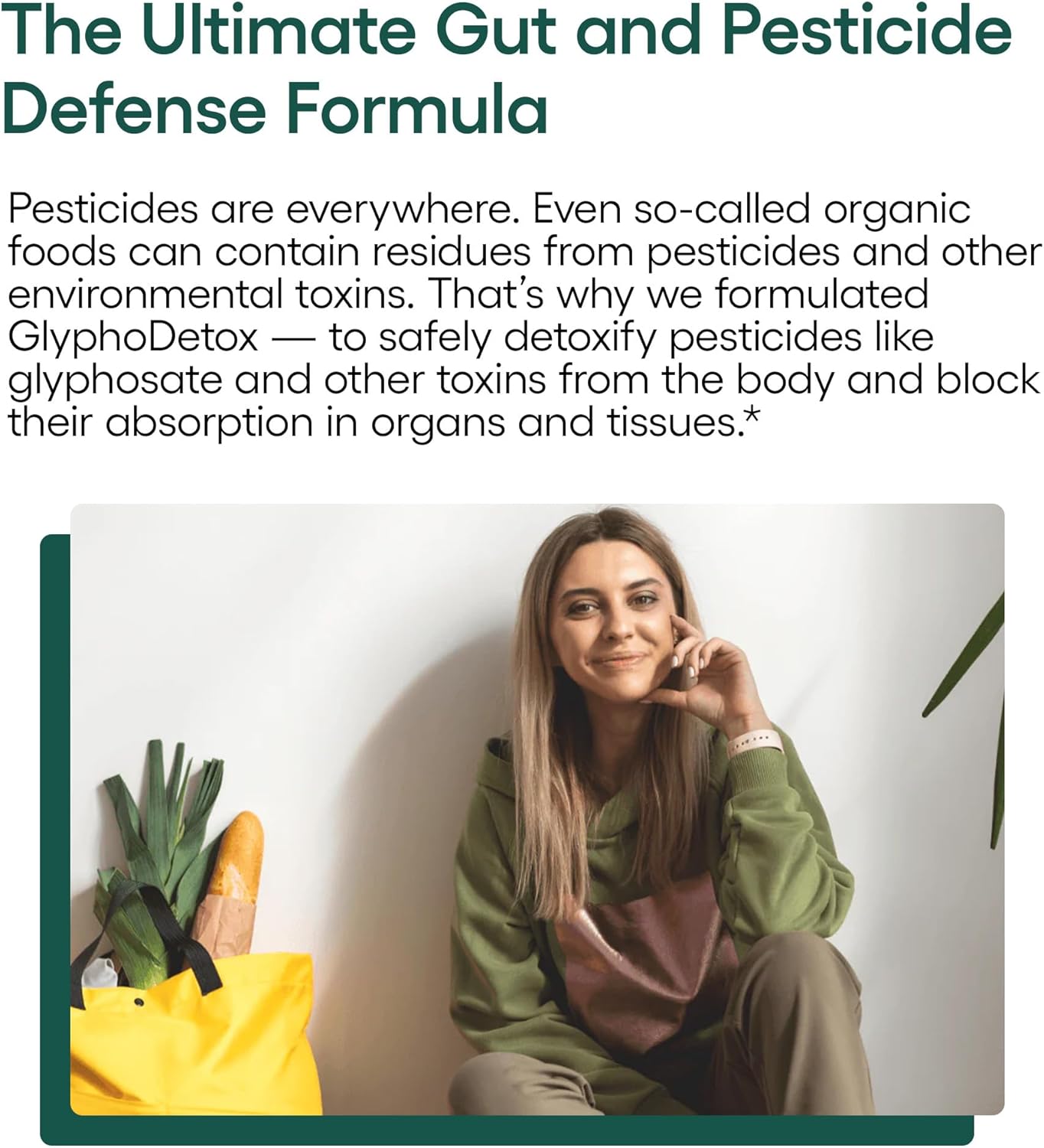 GlyphoDetox Supplement for Men & Women - Remove Glyphosate Pesticides Safely - Detox Formula with Kelp, Citrus Pectin, Algimate, Glycine - 60 Capsules