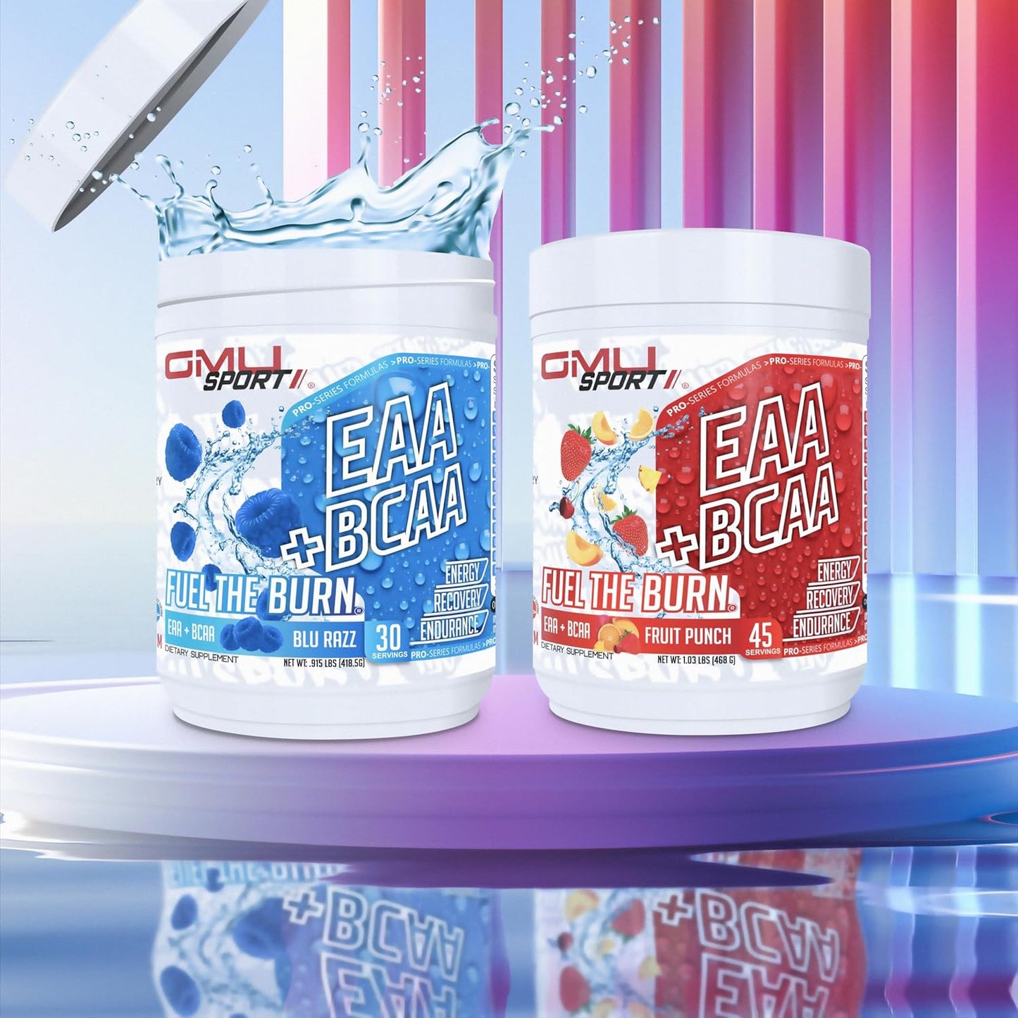 GMU SPORT BCAA & EAA Hydration Powder with Amino Acids - 40 Servings, Watermelon Flavor - Electrolyte Drink for Energy, Recovery & Endurance