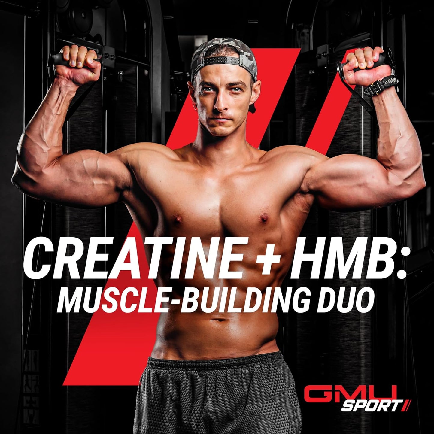 GMU SPORT Creatine Monohydrate and HMB Powder Blend for Strength, Muscle Growth, and Energy - 5G Creatine, 3G HMB - Watermelon Flavor