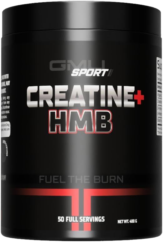 GMU SPORT Unflavored Creatine + HMB Powder - 50 Servings, 8g per Serving. Enhance Lean Muscle Growth with Creatine 2.0!