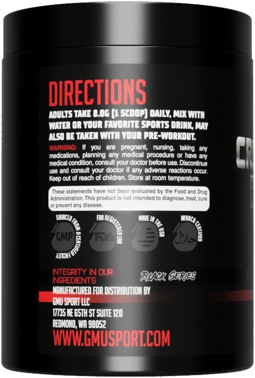 GMU SPORT Unflavored Creatine + HMB Powder - 50 Servings, 8g per Serving. Enhance Lean Muscle Growth with Creatine 2.0!