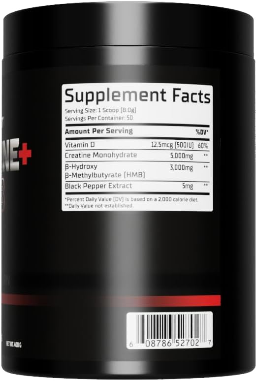 GMU SPORT Unflavored Creatine + HMB Powder - 50 Servings, 8g per Serving. Enhance Lean Muscle Growth with Creatine 2.0!