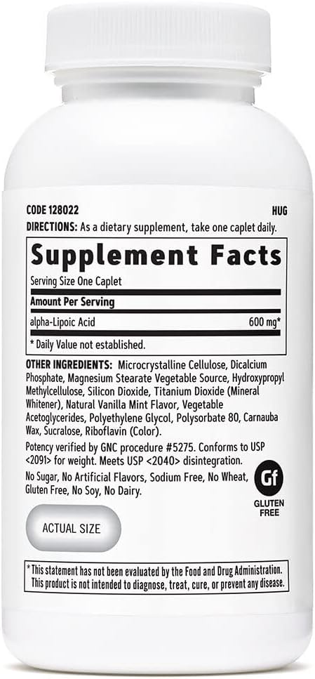 GNC Alpha-Lipoic Acid 600mg Capsules | Promotes Antioxidant Regeneration and Cellular Energy | 60 Count Bottle