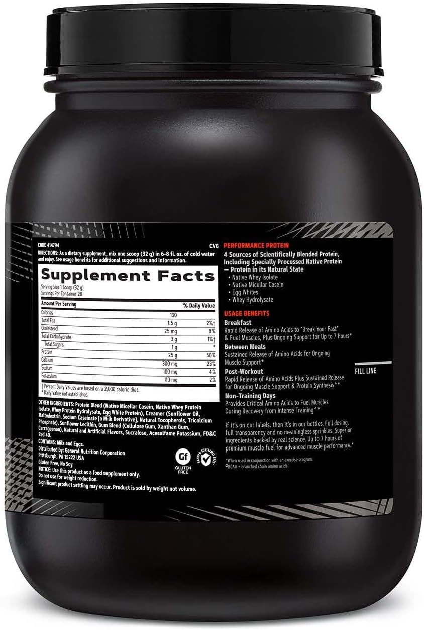 GNC AMP Sustained Protein Blend - Strawberry Milkshake Flavor - Gluten Free - 28 Servings - Muscle Building Formula with 4 Protein Sources