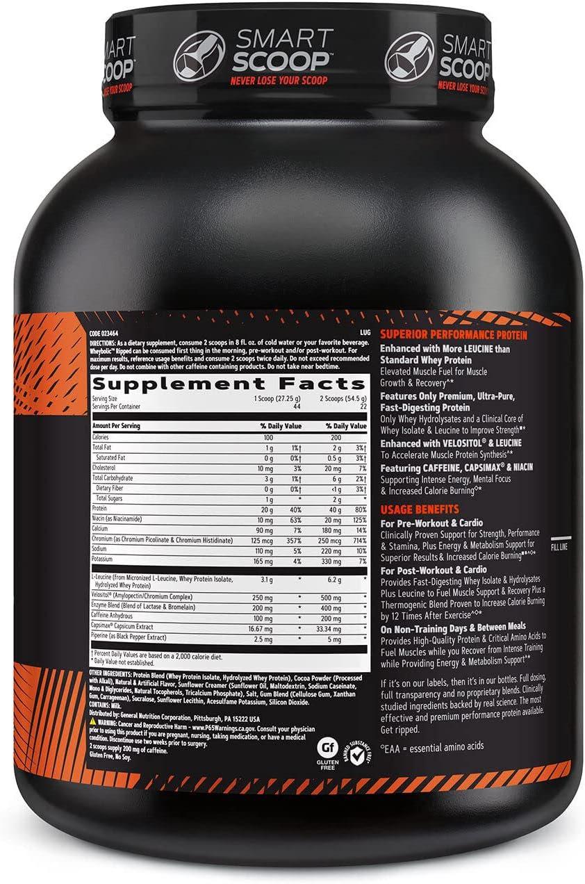 GNC AMP Wheybolic Ripped Whey Protein Powder Isolate with BCAA - Chocolate Peanut Butter Flavor, Gluten Free - 22 Servings for Muscle Building and Workout Support