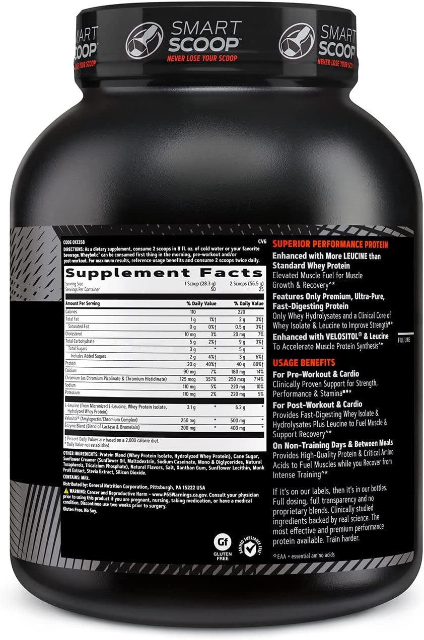 GNC AMP Wheybolic: Vanilla Whey Protein Isolate with BCAA for Targeted Muscle Building | Gluten-Free Workout Support Formula (25 Servings)