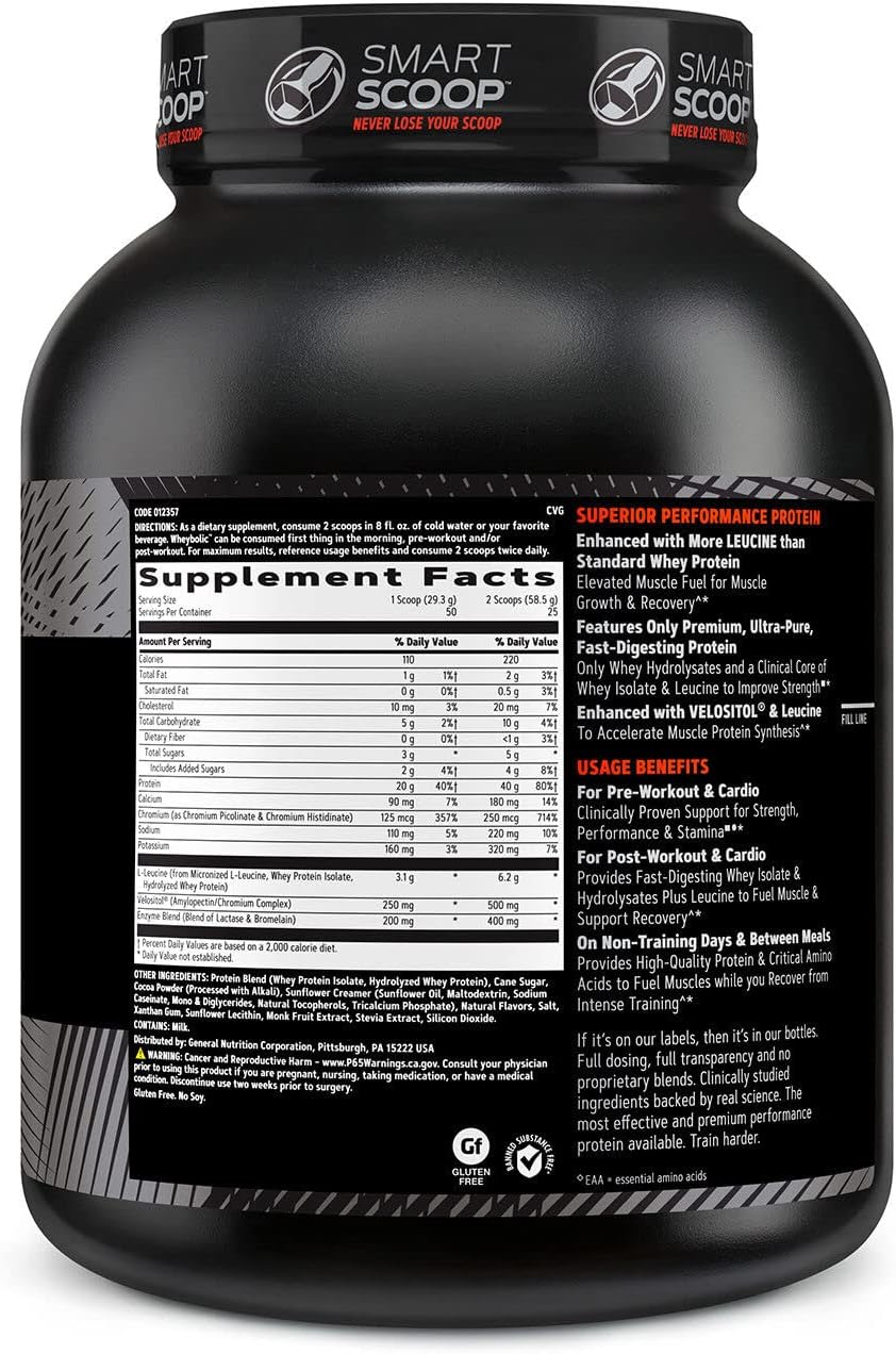 GNC AMP Wheybolic Whey Protein Powder Isolate: Muscle Building Formula with BCAA, Gluten Free, Natural Chocolate Flavor | 25 Servings