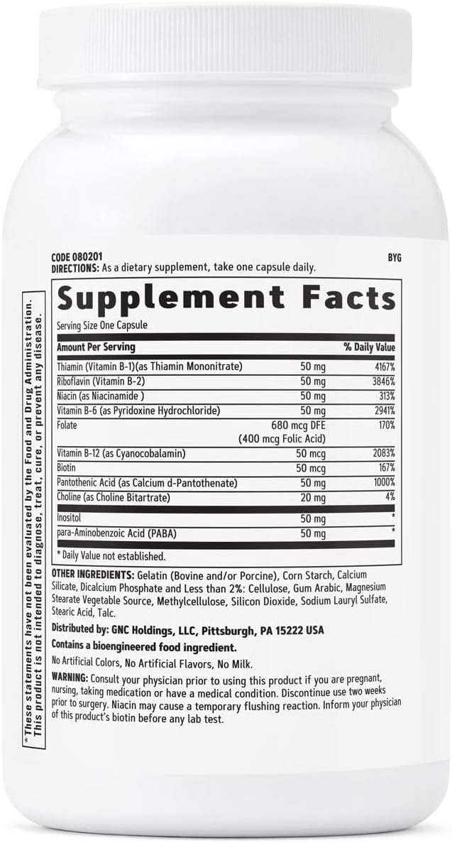 GNC B-Complex 50 Vitamin Supplement - 90 Capsules (90 Servings)