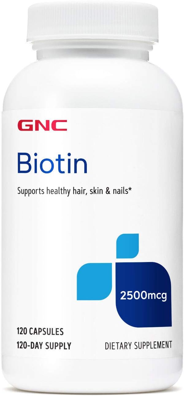 GNC Biotin 2500mcg Supplement for Healthy Hair, Skin, and Nails - 120 Servings
