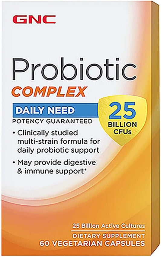 GNC Probiotic Complex - 25 Billion CFUs, 60 Capsules, Daily Probiotic Supplement