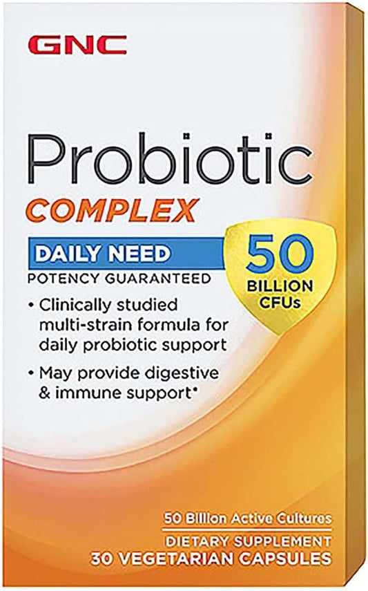 GNC Probiotic Complex 50 Billion CFUs | Multi-Strain Formula for Digestive & Immune Health | Vegetarian | 30 Capsules