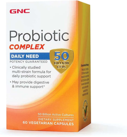 GNC Probiotic Complex: 60 Capsules with 50 Billion CFUs for Daily Probiotic Support