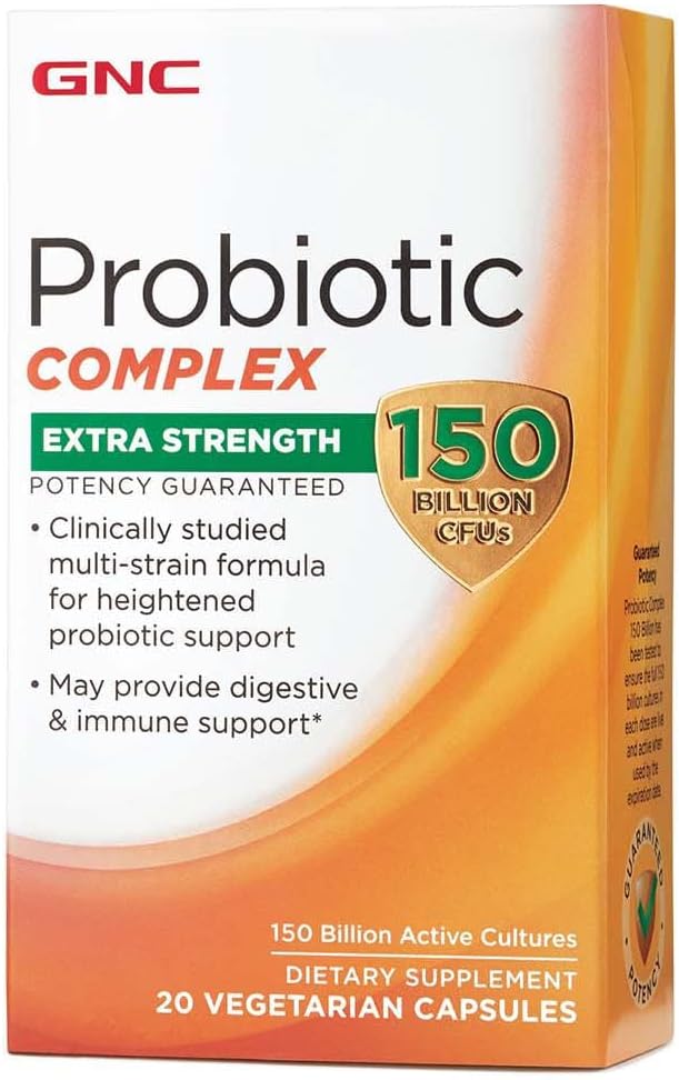GNC Probiotic Complex Extra Strength - 150 Billion CFUs, 20 Capsules - Daily Probiotic Support for Gut Health