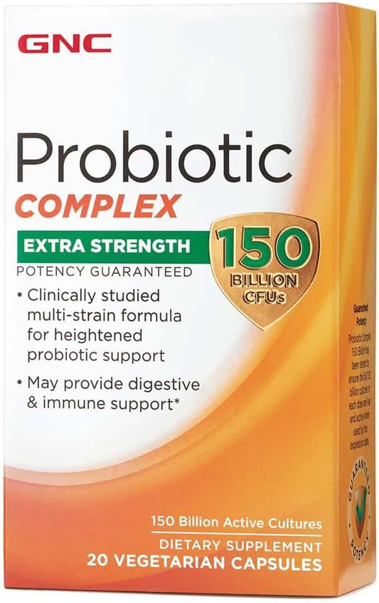 GNC Probiotic Complex Extra Strength - 150 Billion CFUs, 20 Capsules - Daily Probiotic Support for Gut Health