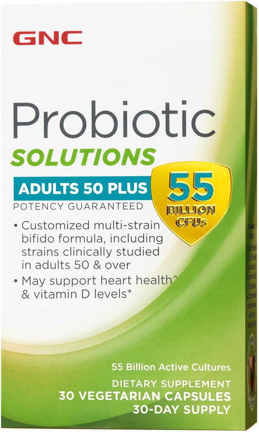 GNC Probiotic Solutions Adults 50+ | Vegetarian Formula for Digestive & Immune Health | 30 Capsules