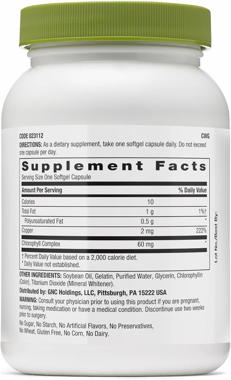 GNC Superfoods Triple Chlorophyll Softgels - 90 Count - Natural Detox and Antioxidant Support