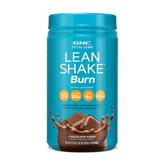 GNC Total Lean Shake Burn Protein Powder - Chocolate Fudge Flavor | Hunger-Satisfying Formula Burns 3X More Calories | 16 Servings
