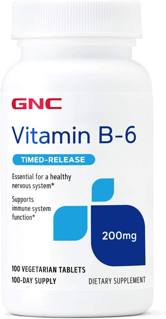 GNC Vitamin B6 200mg Supplement - 100 Servings for Immune System & Nervous System Support