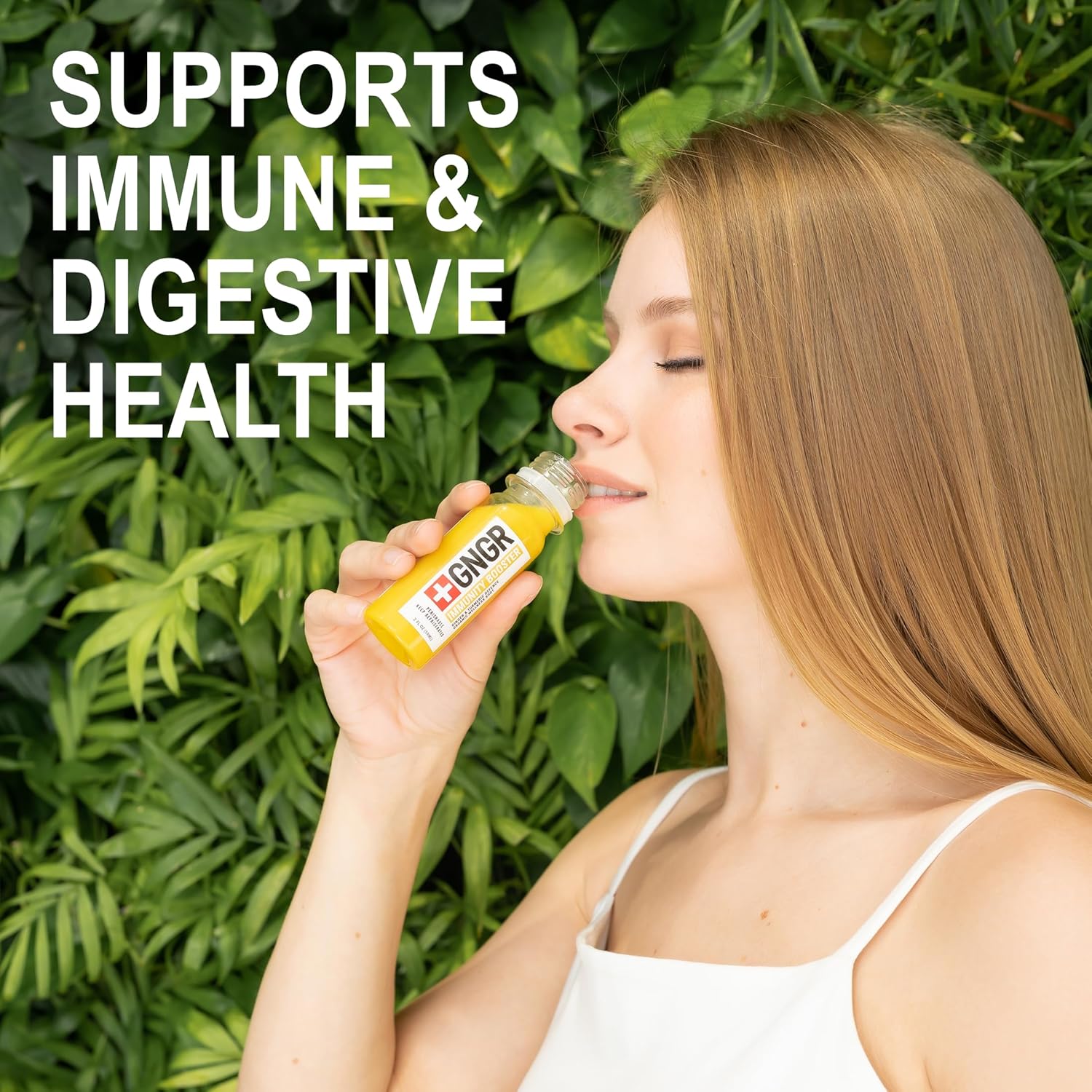 GNGR Vitamin D Immunity Booster Ginger Shot with Turmeric & Cayenne, All Natural Digestive Support - 12 Pack of 2 fl oz Shots