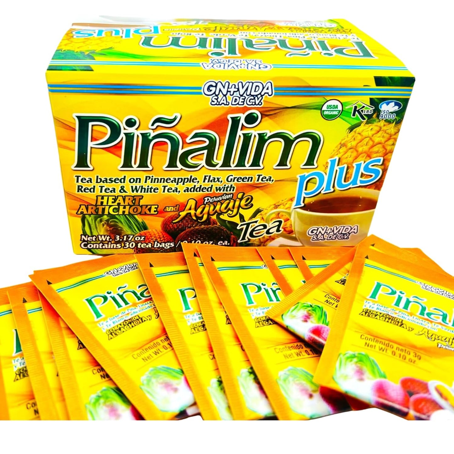 GN+Vida Pinalim Plus Tea with Aguaje Peruano and Artichoke Heart - Original Healthy Cleansing Formula | 30 Count