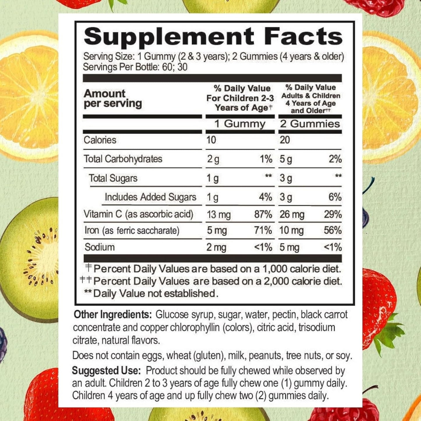 Go Healthy Natural Iron Gummies for Kids with Vitamin C - Children's Energy & Immune Support - Grape Flavor, Vegan & Gluten Free