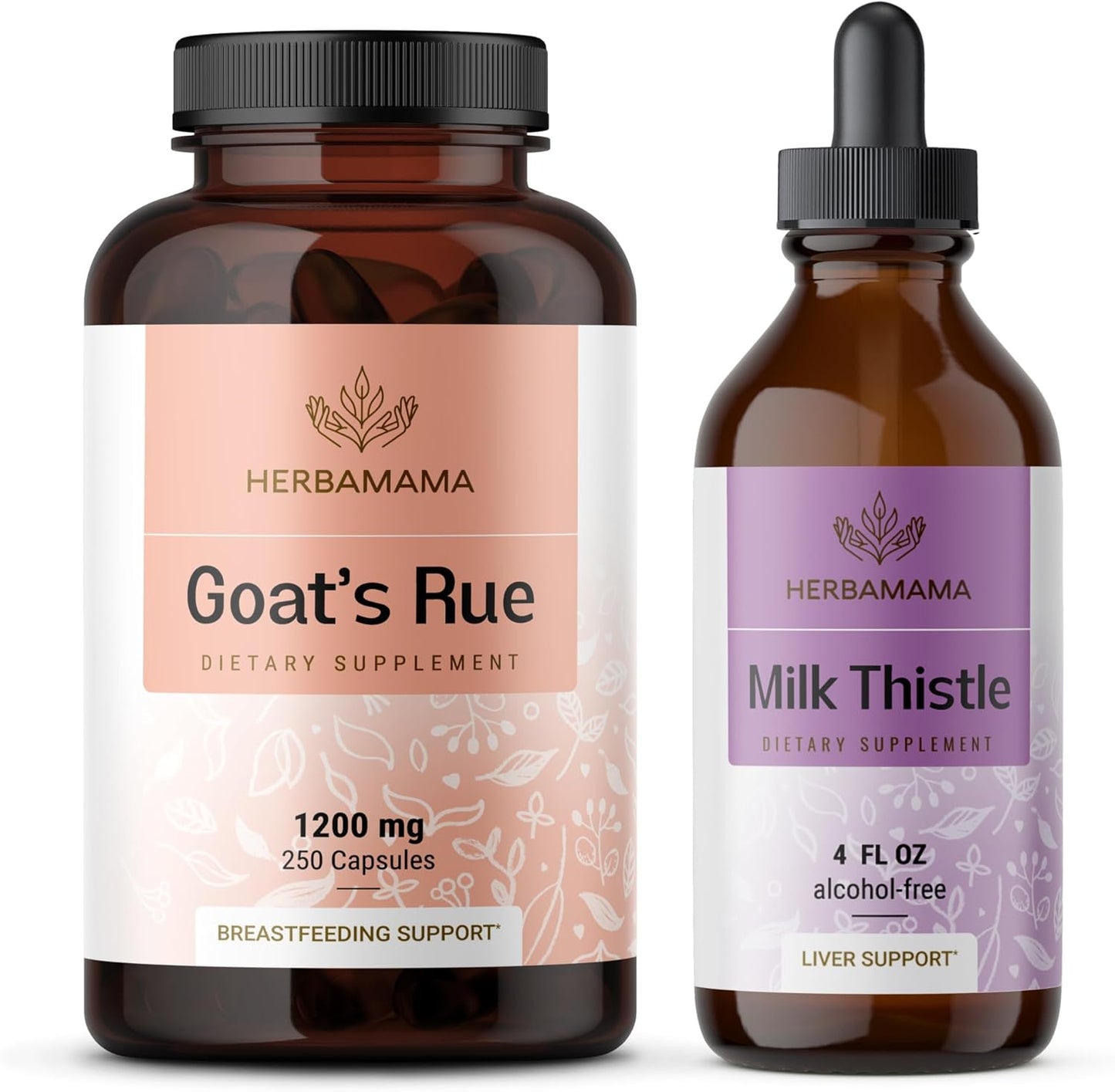 Goat's Rue and Milk Thistle Bundle - 1200 mg Capsules & Liver Detox Drops - Vegan, Non-GMO, Sugar & Alcohol-Free - 2 Pack